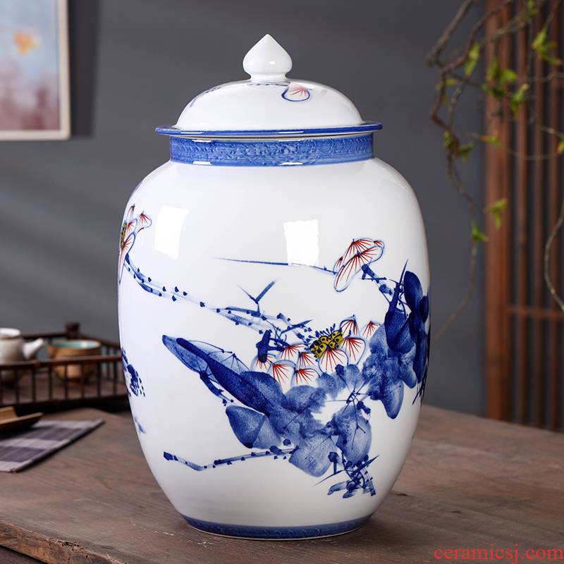 Jingdezhen porcelain tea pot ceramic household seal storage POTS heavy large capacity to put the tea code puer tea cylinder