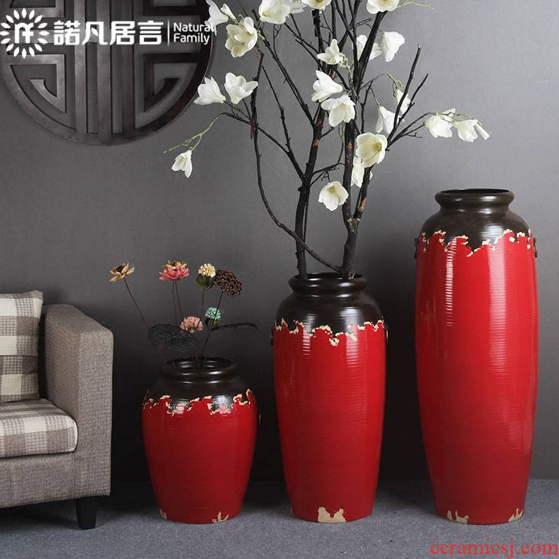 Ceramic vase big sitting room place flower arranging Ceramic floor dry flower hotel villa simple decoration fashion red