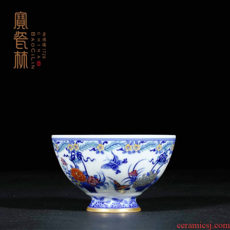 Blue and white paint recent heart treasure porcelain enamel see Lin cup single CPU master CPU