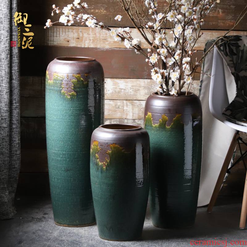 Ceramic vases, flower arrangement sitting room place I and contracted retro dry flower of large European jingdezhen porcelain flowerpot