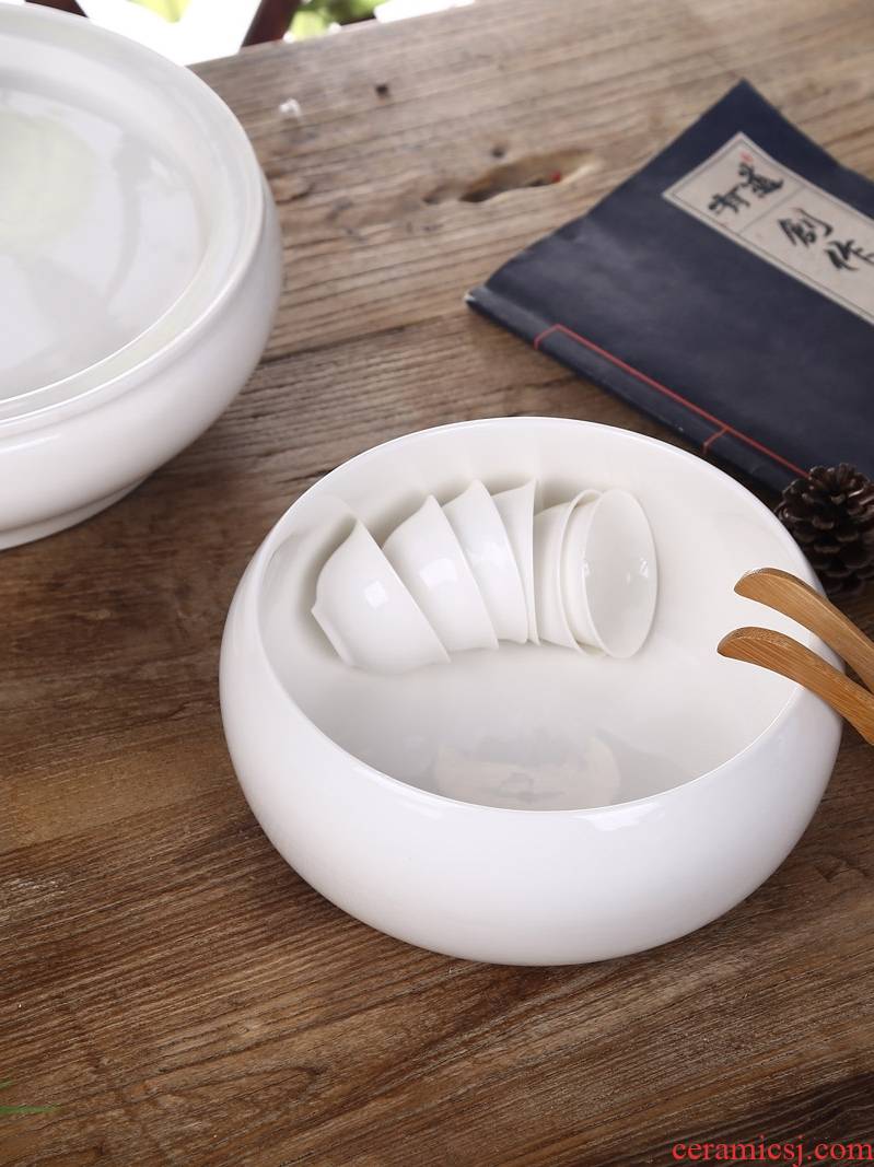 Tuba basin of 8 "wash cup small 6" ceramic water jar kunfu tea wash washing household pure white porcelain cup