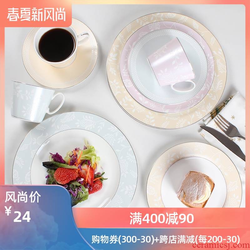 Creative light European - style key-2 luxury ipads porcelain ceramic tableware plate of home plate breakfast snack food steak dishes suit