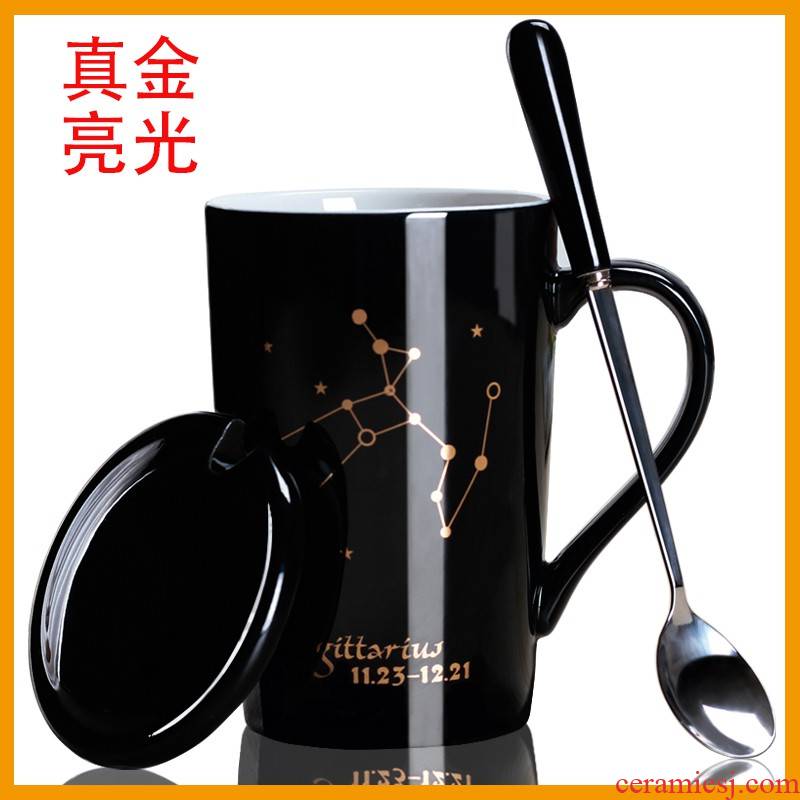 The large capacity of The zodiac ceramic cup mark cup with cover 420 ml glass coffee cup of milk breakfast cup