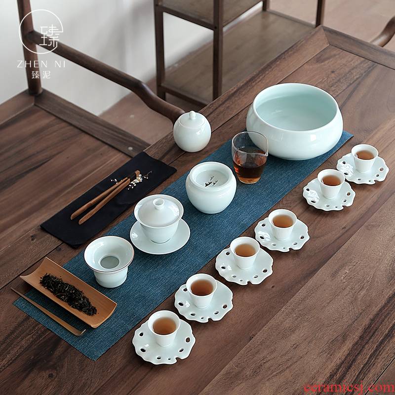 By Japanese tea taking mud kung fu tea set the whole set of household ceramic cup) of tea tureen tea to wash