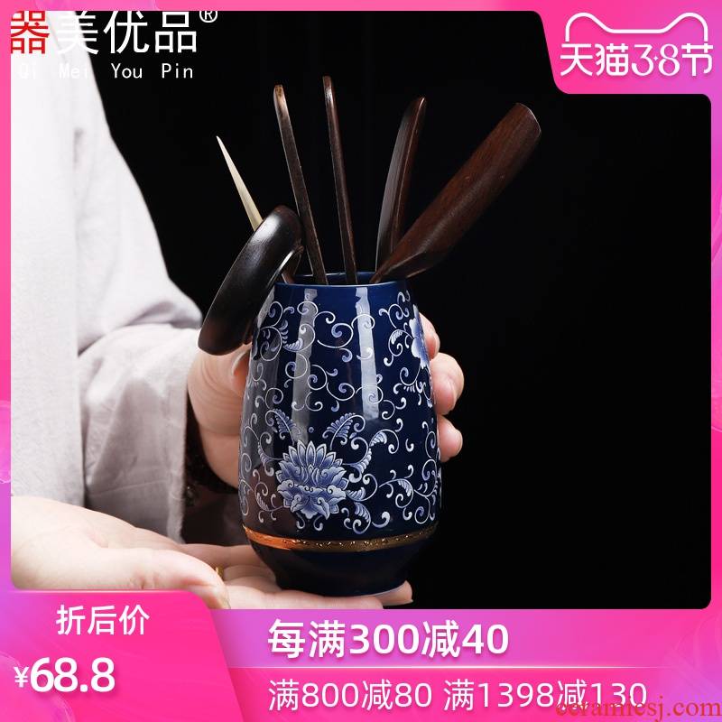 Implement the optimal product of jingdezhen blue and white porcelain tea six gentleman ceramic tea set with parts kung fu tea tea set