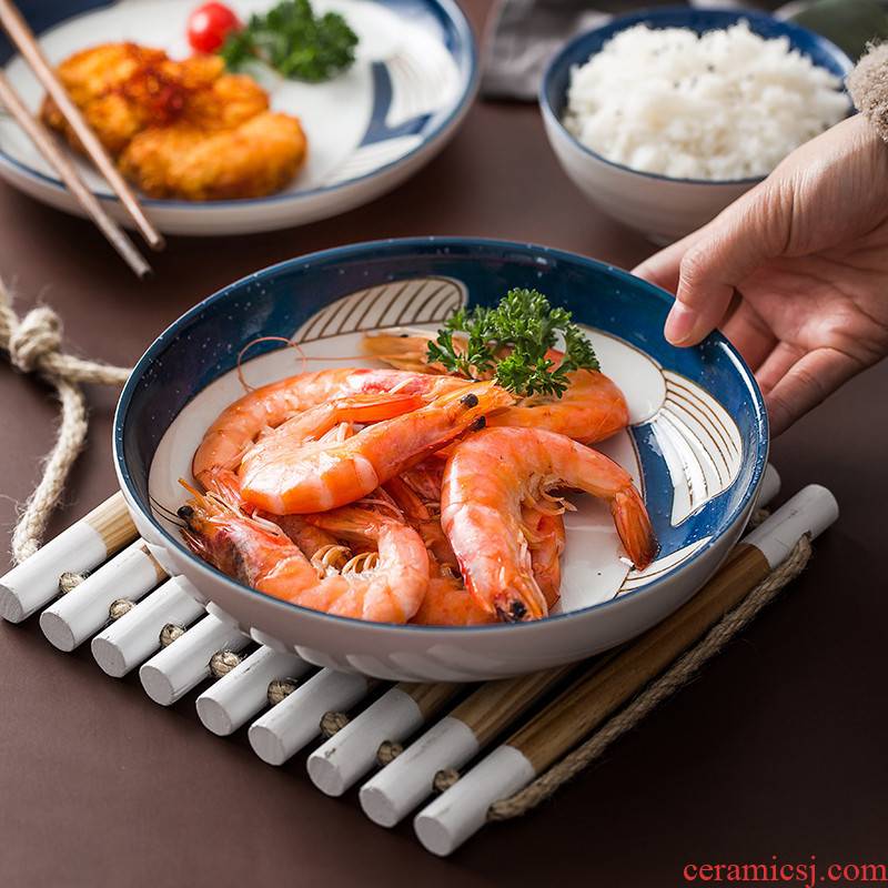 A Japanese dish creative contracted dishes ceramic tableware household breakfast tray web celebrity move eat salad plates