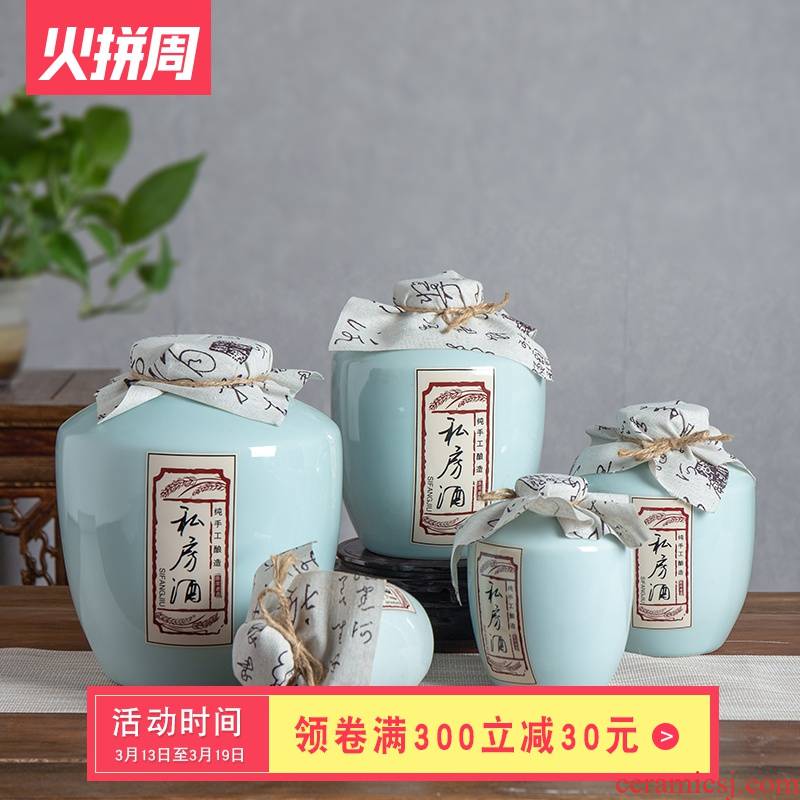 An empty bottle of jingdezhen ceramic 1 catty 2 jins 5 jins of 10 jins to antique white wine pot it sealed jar