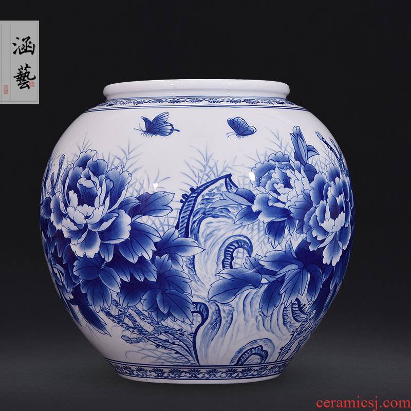 Jingdezhen ceramics hand - made porcelain of blooming flowers f tube of new Chinese style flower arrangement sitting room adornment handicraft furnishing articles