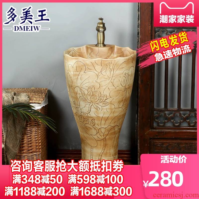 What king of Chinese style arts column basin ceramic pillar lavabo courtyard villa floor type lavatory restoring ancient ways