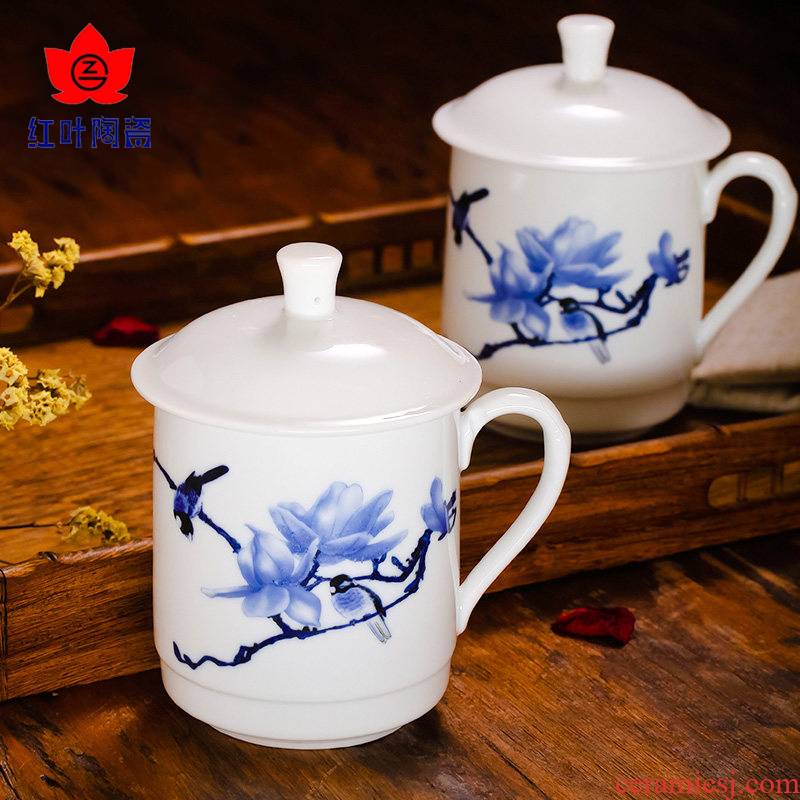 Red high temperature fine white porcelain of jingdezhen blue and white porcelain cup coffee keller cup cup glass ceramic cup for cup