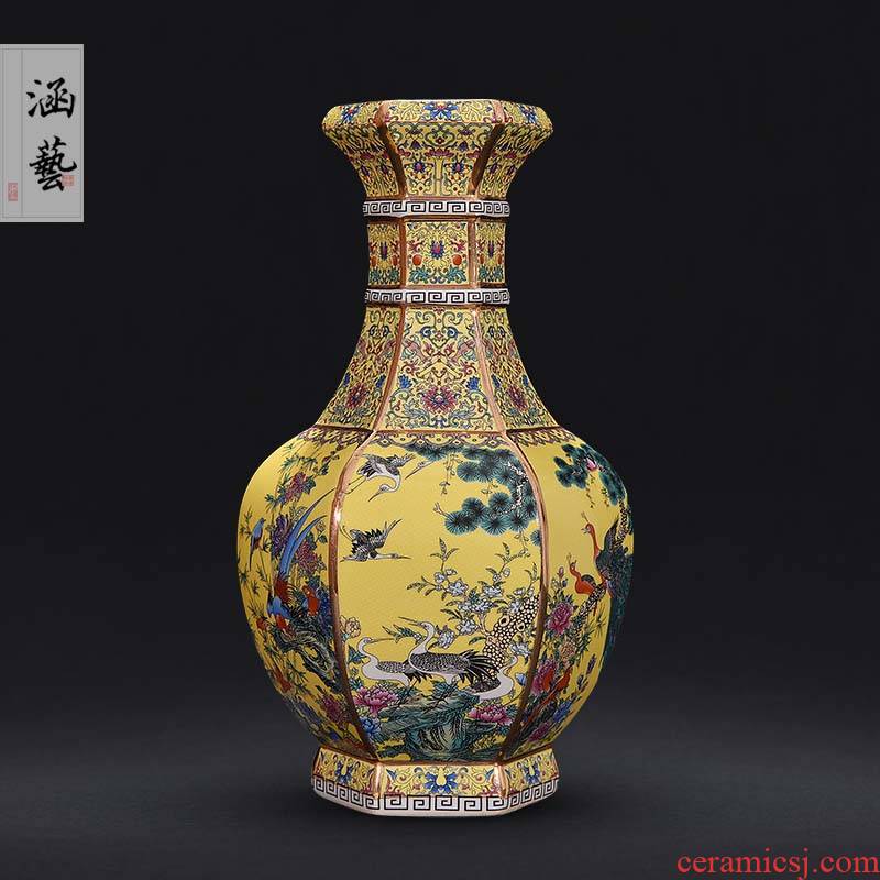 Qianlong vase of jingdezhen ceramics enamel antique vase of Chinese classical sitting room adornment handicraft furnishing articles
