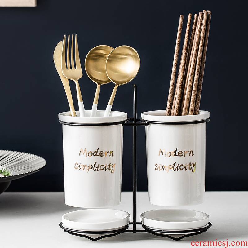 Nordic ins wind letter chopsticks box ceramic chopsticks chopsticks tube of household kitchen basket shelf drop its ehrs chopsticks box chopsticks