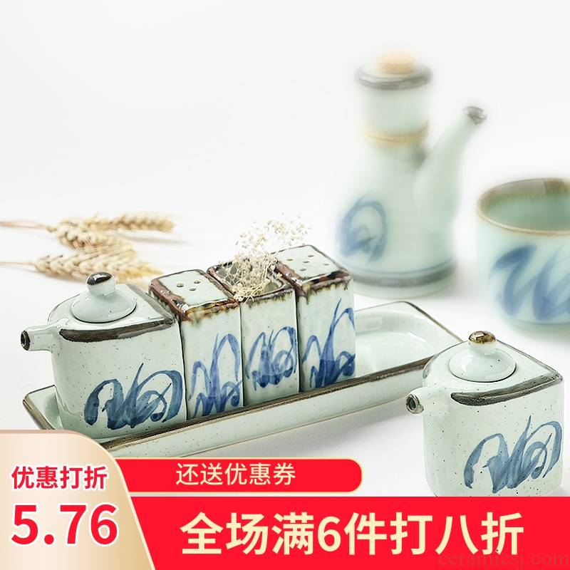 Three ceramic seasoning as cans soy sauce pot set tableware, kitchen supplies creative caster to offer them hot pepper pot