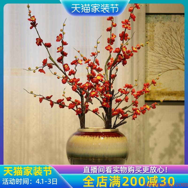 Jingdezhen up with color glaze vase furnishing articles ceramic flower simulation flower, the sitting room TV cabinet table furnishing articles