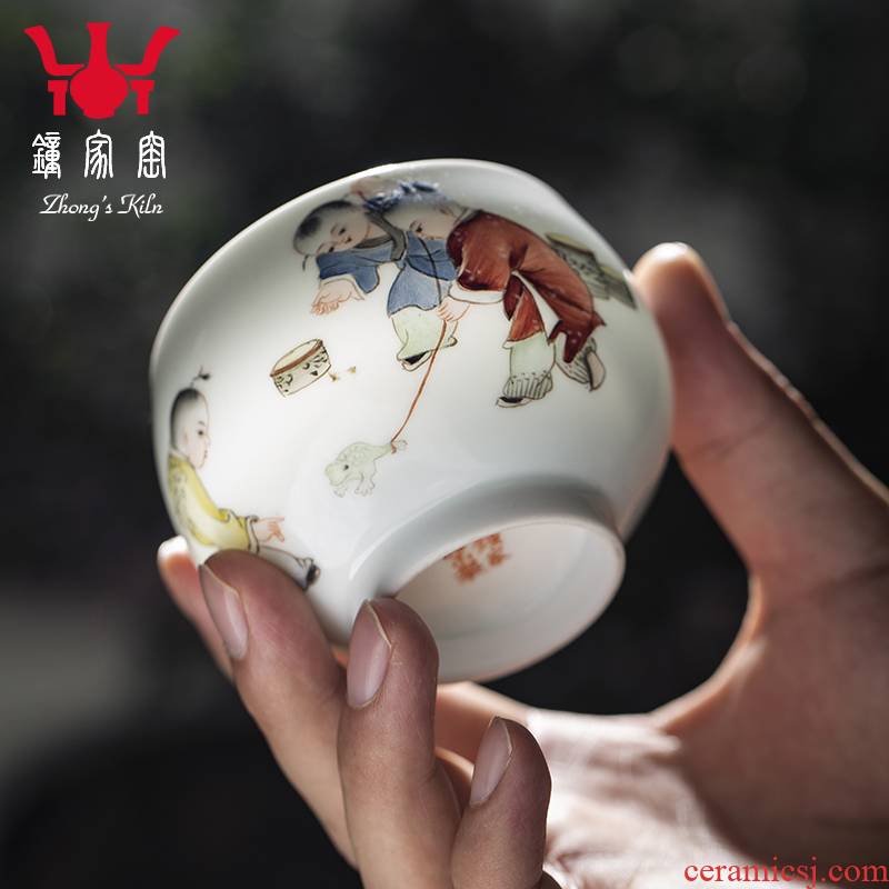 Clock kung fu tea house up with jingdezhen manual hand - made master tong qu large sample tea cup cup pu 'er meditation cup
