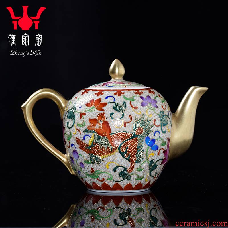 Clock home up ceramic teapot hand - made wire inlay enamel see colour kirin kung fu tea pot office retro single little teapot