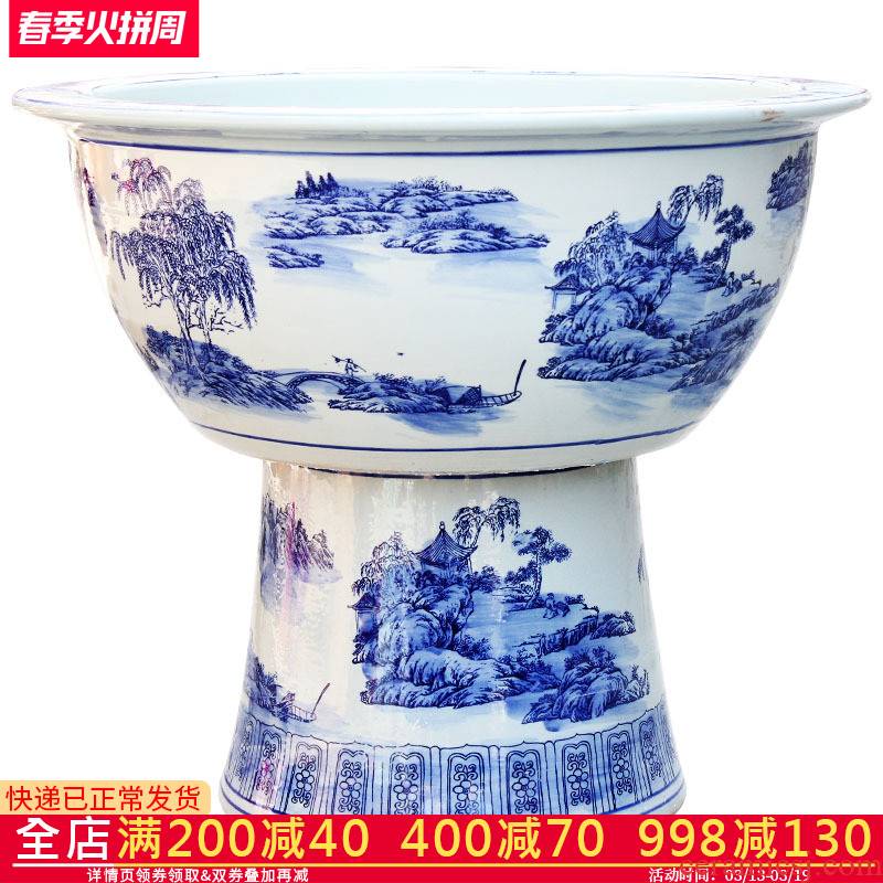 C5 jingdezhen ceramics goldfish bowl fish bowl large heavy tank landing large sitting room the tortoise cylinder water lily