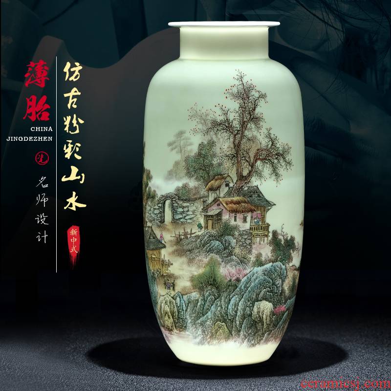 Pastel landscapes of jingdezhen ceramics vase furnishing articles sitting room TV ark, of Chinese style household adornment arranging flowers
