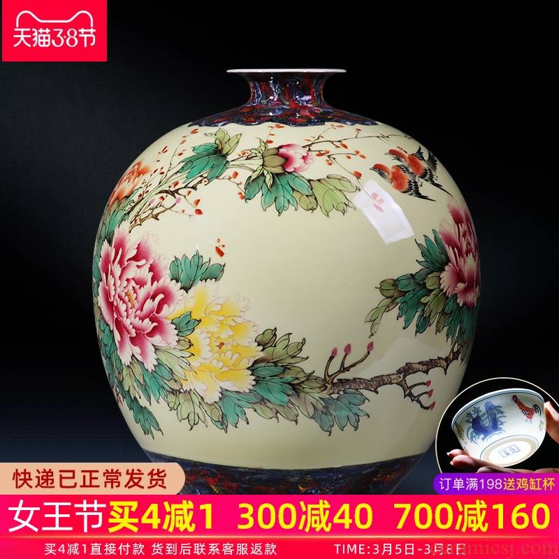 Jingdezhen chinaware big vase manual hand - made peony flower arranging new Chinese style living room TV ark adornment furnishing articles