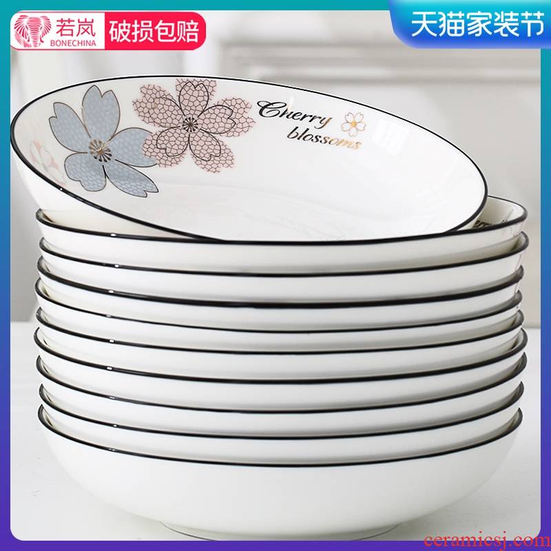 Thickening ceramic dish dishes household Nordic good - & 8 inch round plates suit 10 square bowl