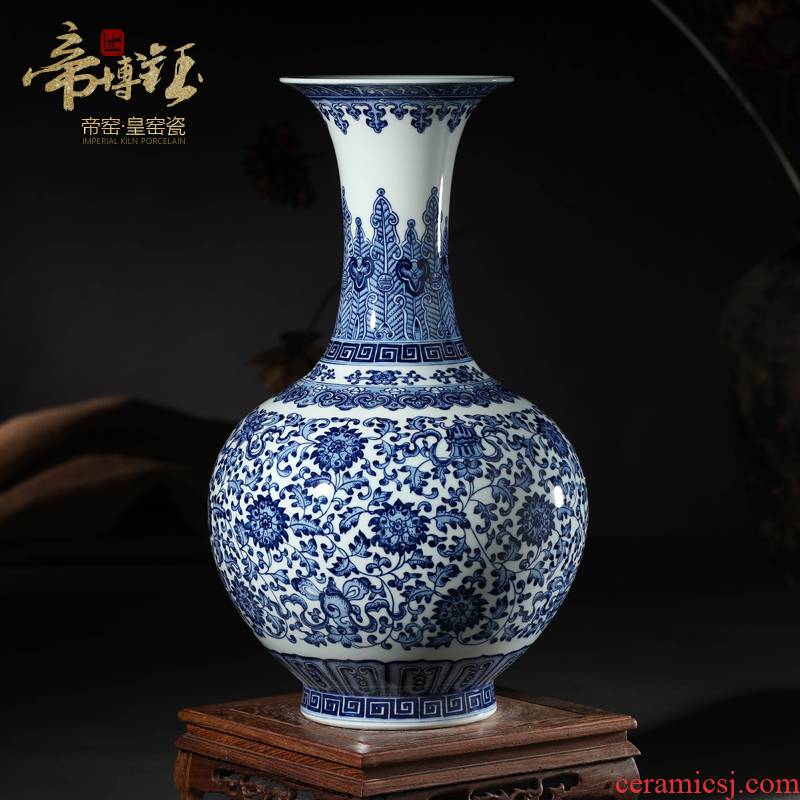 Jingdezhen ceramics vase furnishing articles antique hand - made of blue and white porcelain bottle of blue flower arrangement sitting room adornment gift porcelain