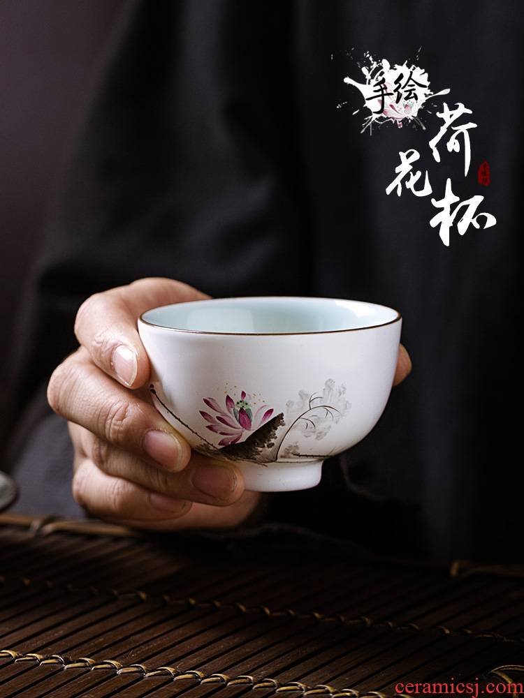JingChen hand - made teacup sample tea cup of jingdezhen ceramic celadon small single master kung fu tea powder enamel cup cup