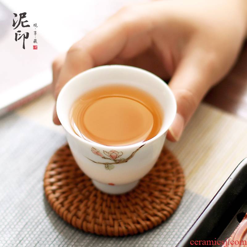 Kung fu tea cups mud seal sample tea cup single CPU household utensils ceramic masters cup large hand - made personal tea cups