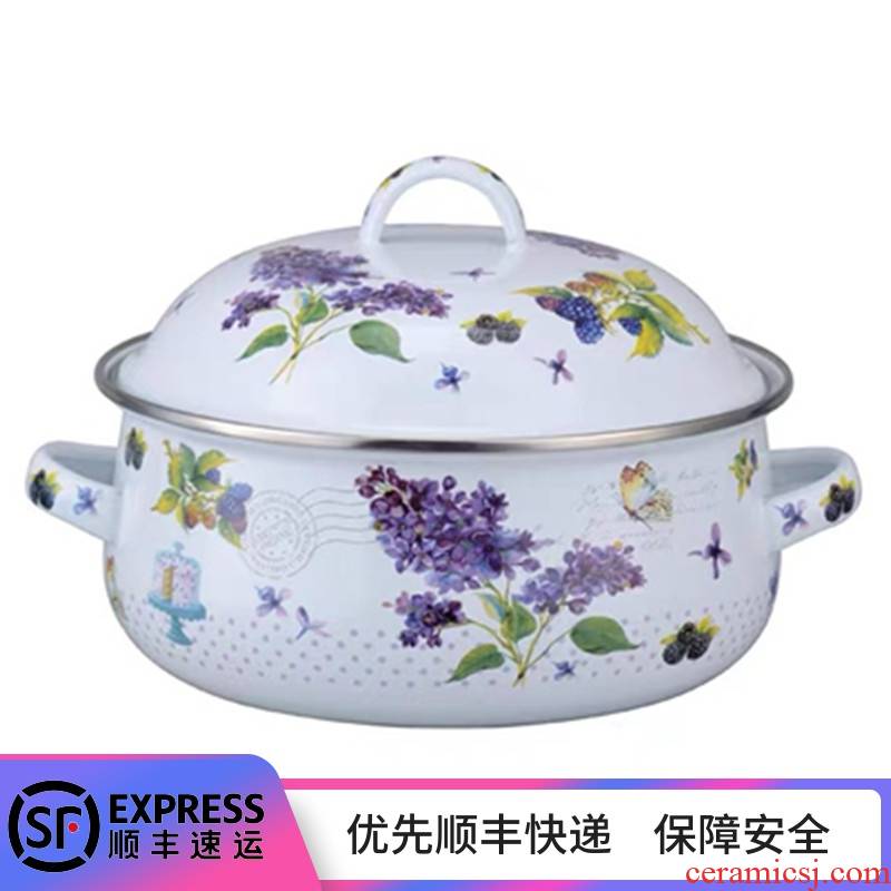 16/18/20/22/24 enamel binaural pot enamel cooking pot soup pot mercifully lard new color rainbow such use