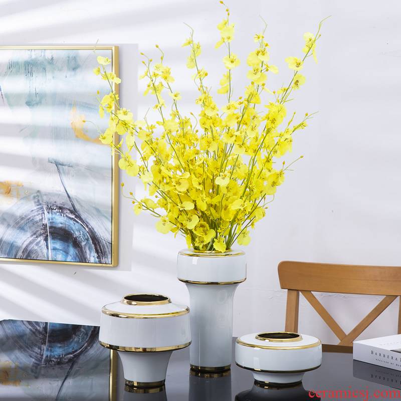 Modern light key-2 luxury ceramic vase furnishing articles European wind dried flower arranging flowers sitting room adornment table, TV ark, home decorations