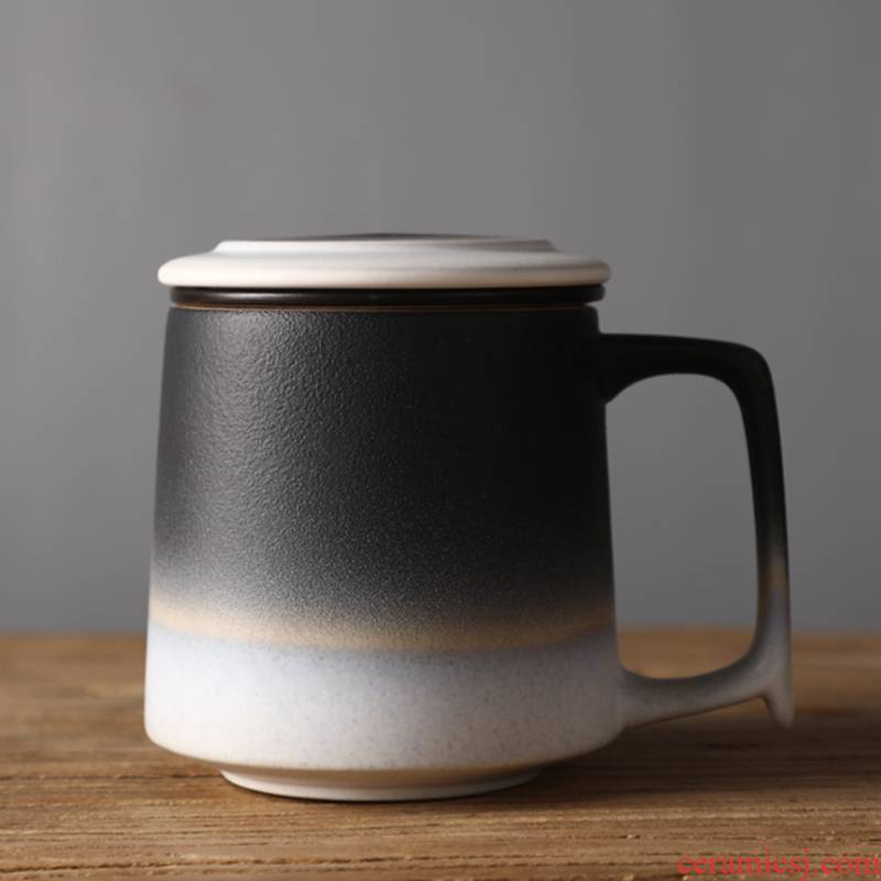 Japanese style restoring ancient ways ceramic cup move with cover) mark cup creative office home tea cup tea separation