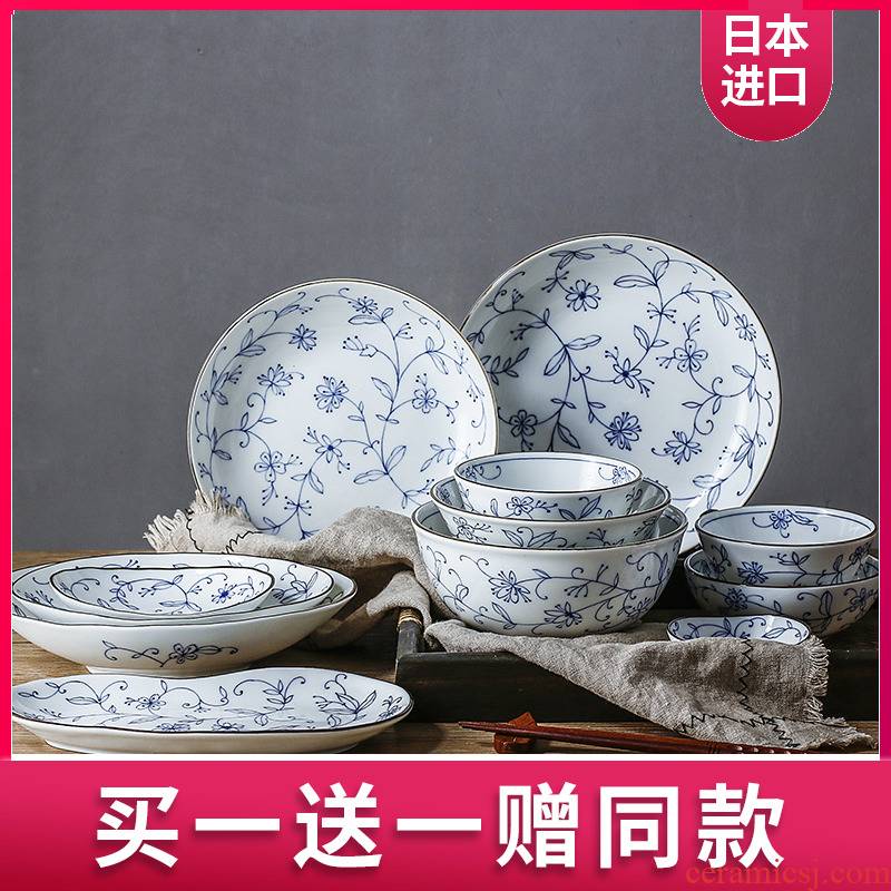 The deer field'm ceramic tableware line imported from Japan Japanese rice bowl of The big tang grass soup bowl rainbow such use