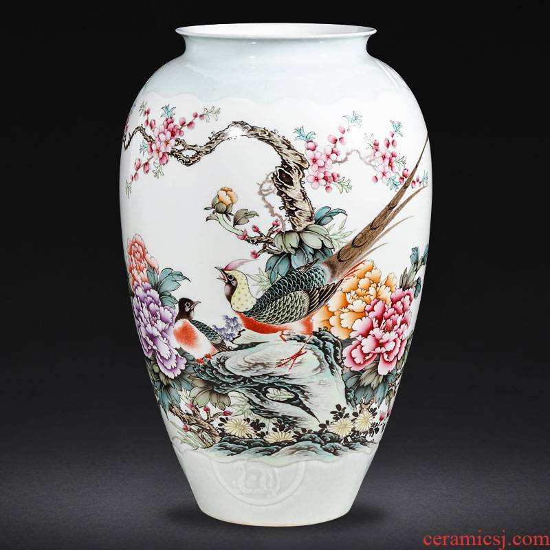 Jingdezhen ceramics famous hand - made powder enamel vase furnishing articles sitting room flower arranging Chinese style household ornaments