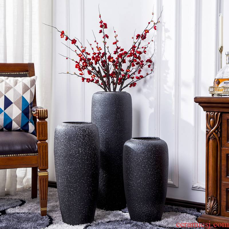 Jingdezhen ceramic big vase landed Nordic I and contracted, dried flowers, flower arrangement sitting room adornment is placed POTS restoring ancient ways