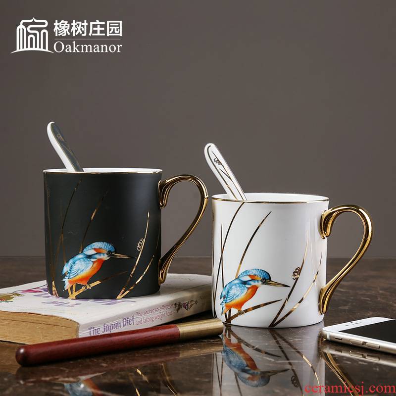 Small European - style key-2 luxury coffee cup suit household British key-2 luxury afternoon tea spoon, creative ipads China red tea cups