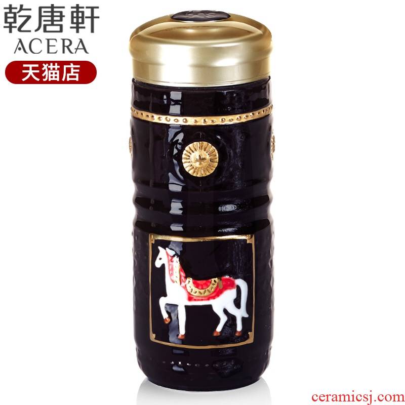 Dry Tang Xuan live China cups and gold royal horse take gifts, led gift cup double ceramic glass cup