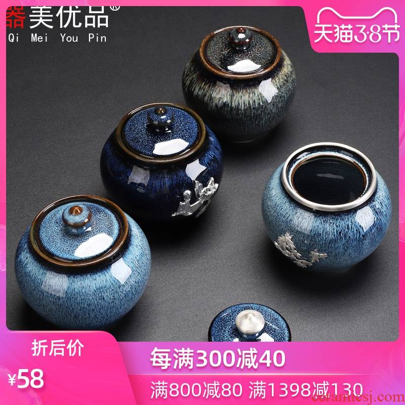 Implement the best tea with jingdezhen temmoku built light coppering. As the silver ceramic seal tea caddy fixings storage box
