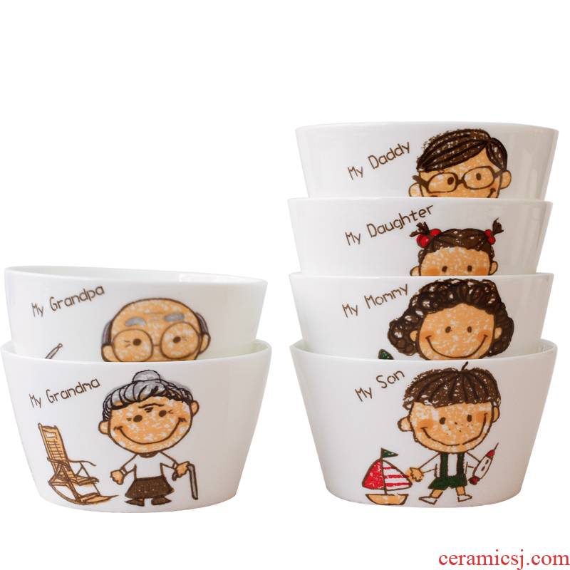 Happy a creative ipads porcelain rice bowls home eat rice bowl parent - child ceramic bowls bowl of fruit salad bowl