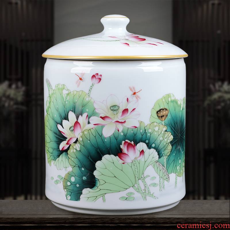 Jingdezhen ceramics famous hand - made porcelain enamel vase lotus home sitting room adornment is placed caddy fixings