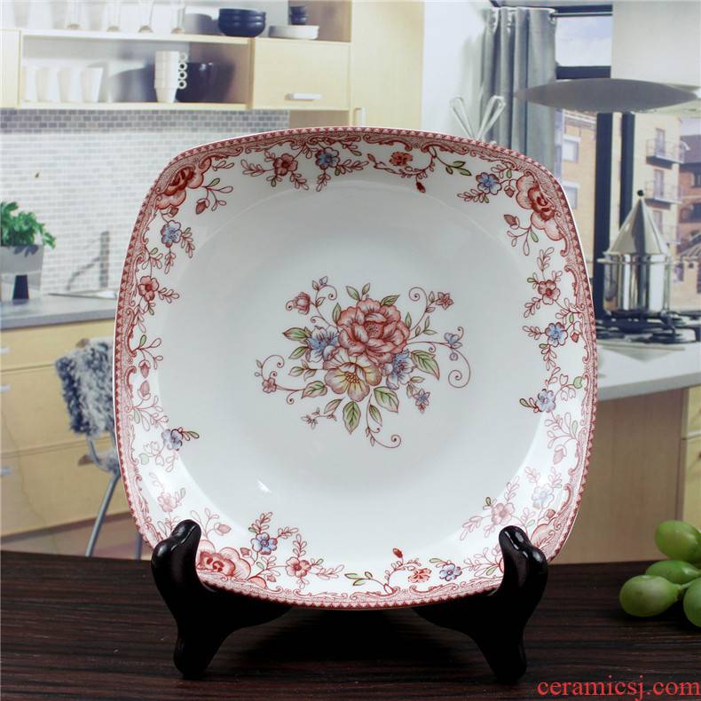 Both the people 's livelihood industry romantic amorous feelings 8 inches pot rim plate of the corners of the square plate the fill dish dish soup plate plate plate