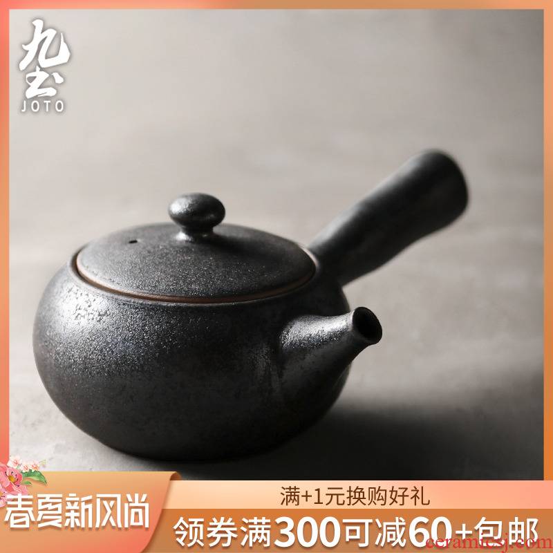 About Nine soil Japanese checking coarse pottery side took pot of restoring ancient ways is contracted ceramic teapot single pot filter hole, kung fu tea set