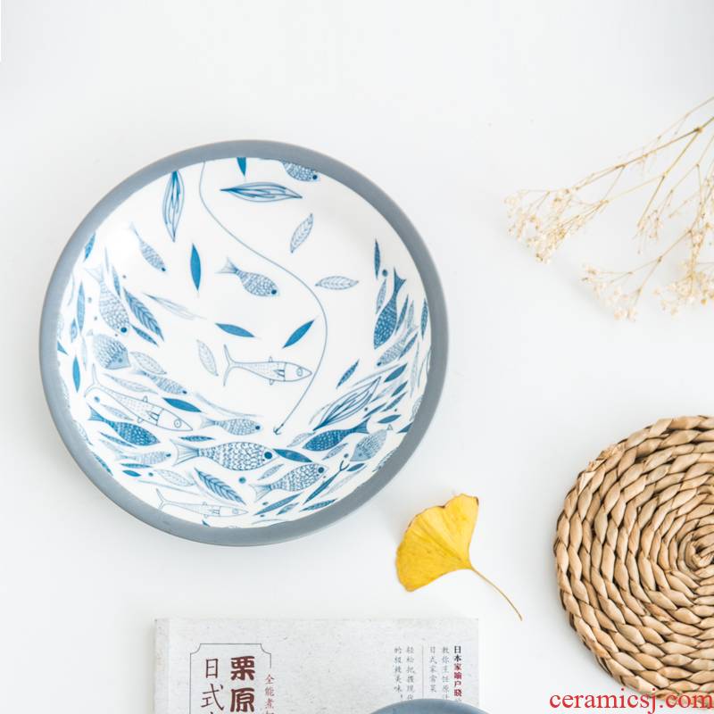 TaoDian Japanese household contracted creative dishes set tableware suit dishes ceramic tableware suit 丨 flying fish