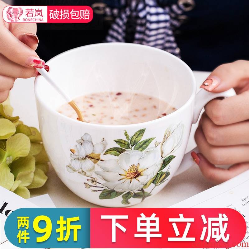 Oatmeal for breakfast milk cup mark cup with cover large household ceramics microwave ipads porcelain cup large capacity