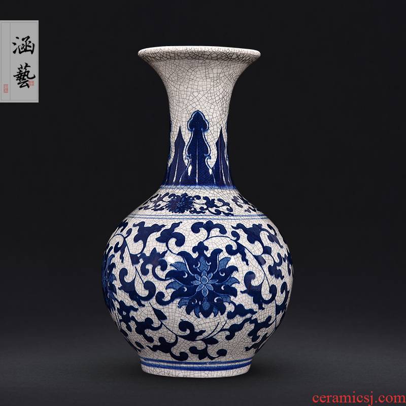 Jingdezhen ceramics imitation of classical Chinese flower arrangement of blue and white porcelain vase sitting room TV ark, home rich ancient frame furnishing articles