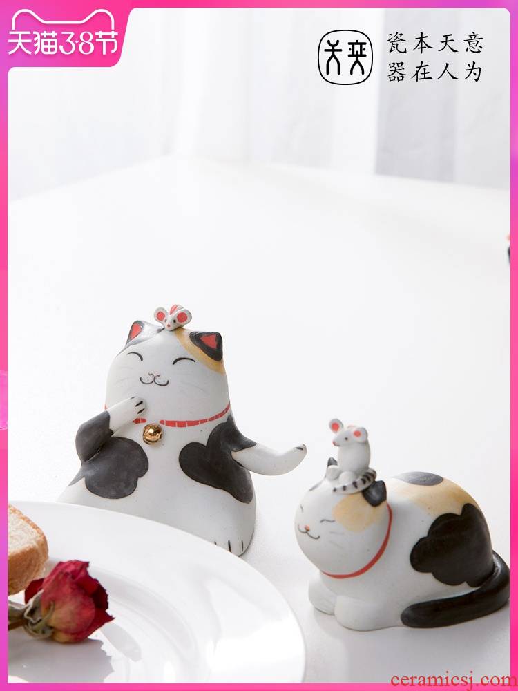 Day game ideal life cat jingdezhen ceramic checking out creative and lovely small ornament doll birthday present for girlfriends