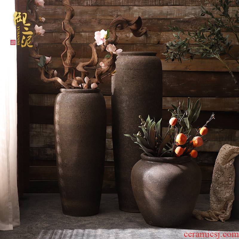 Jingdezhen ceramic large vase flower arranging furnishing articles I and contracted sitting room ground manually restoring ancient ways clay pot
