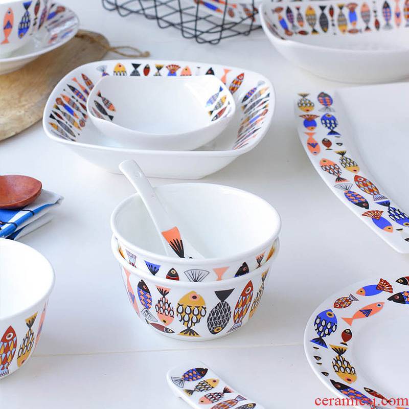Denmark, blue fish ipads bowls creative dish plate tableware portfolio ceramic bowl dish dish soup plate flat sheet is tasted suit