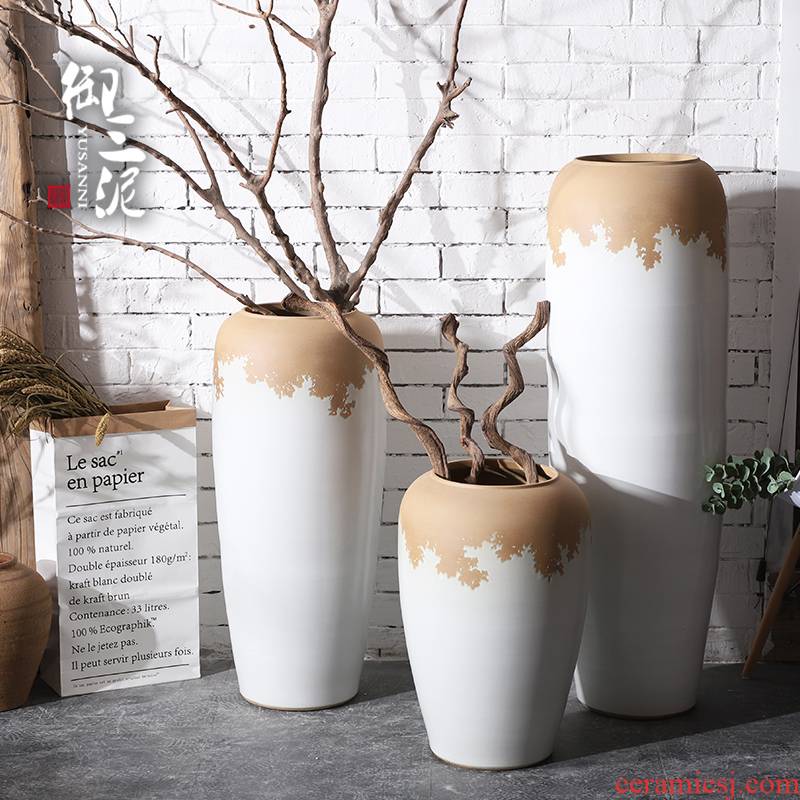 Dried flower adornment furnishing articles furnishing articles Nordic creative home sitting room flower arranging white modern pottery contracted landing window