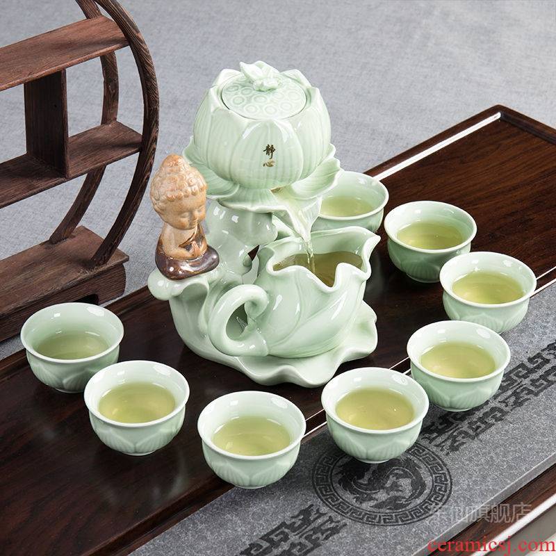 Kung fu tea set ceramic cups domestic special automatic teapot atone lazy whole tea tureen