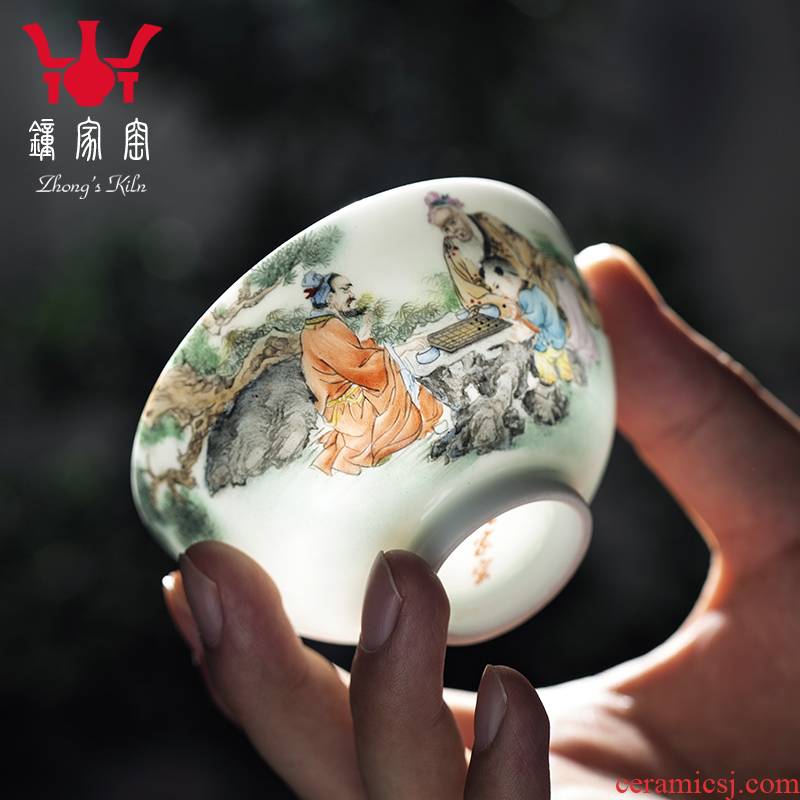 Kung fu tea master clock home up sample tea cup cup single CPU hand - made pastel characters individual cup of jingdezhen tea service