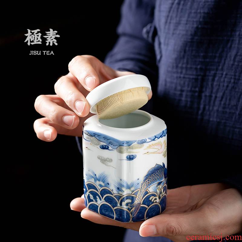 Pole element | ceramic tea pot silver arowana modify storage tank sealing household kung fu tea POTS trumpet